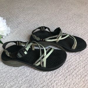 Black & Green Chacos in Excellent Condition